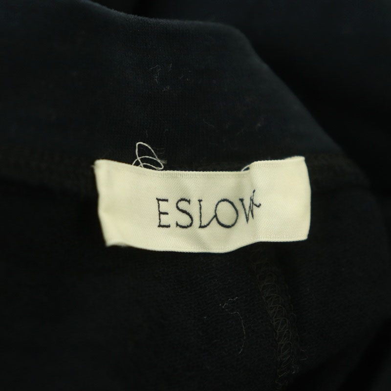エスロー ESLOW カットソーワンピース ロング 七分袖 コットン 9 黒 ブラック /NR ■OS レディース_画像3