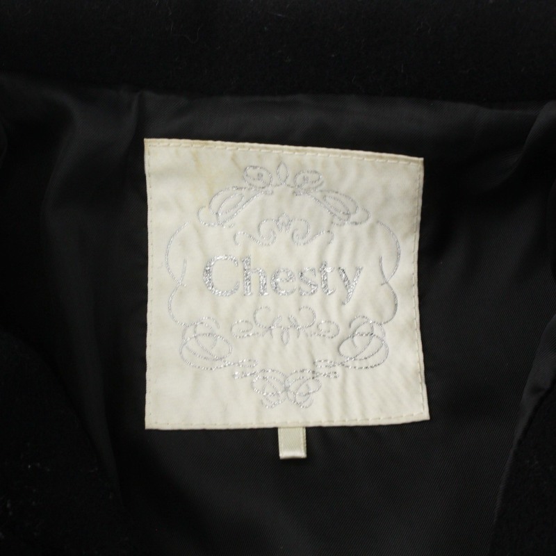 チェスティ Chesty 18AW ロングコート コート 襟装飾 ウール 0 S 黒 ブラック /TR17 レディース_画像4