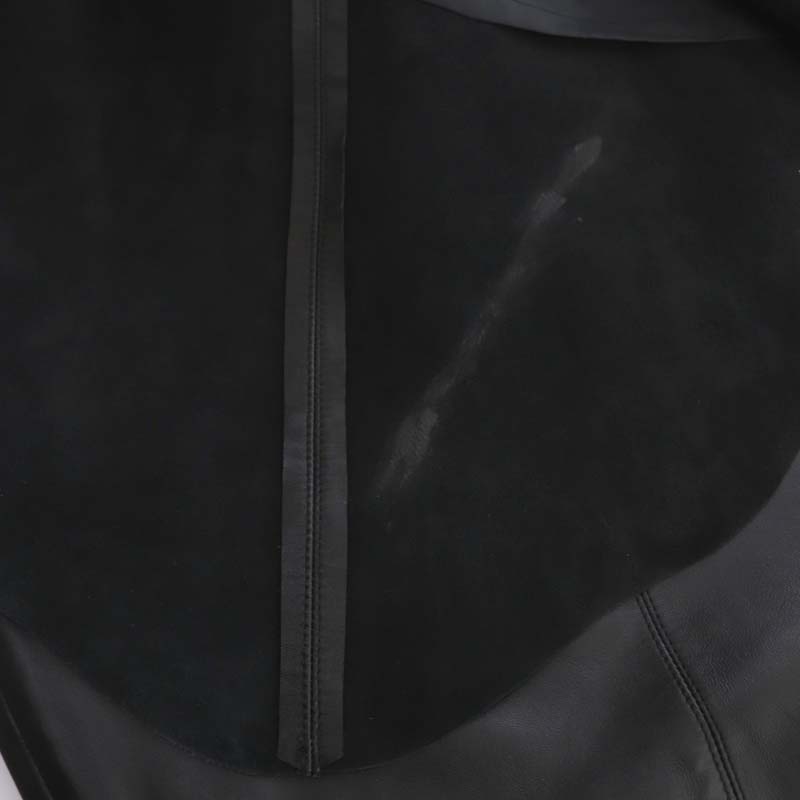 ダナキャランニューヨーク DKNY レザースカート ロング フレア 2 黒 ブラック /DO ■OS レディース_画像9