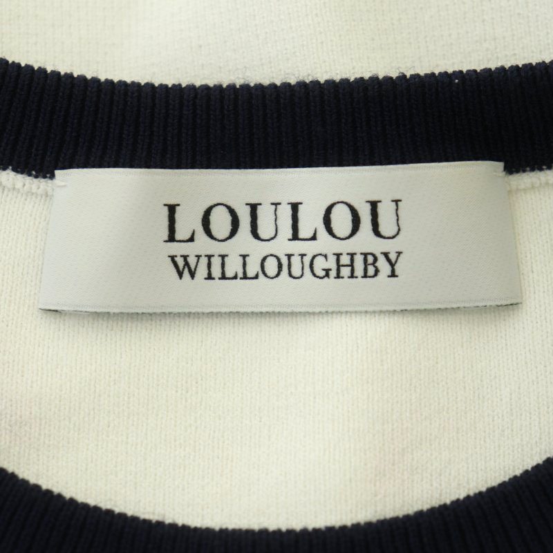 ルルウィルビー Louｌou Willoughby バイカラープルオーバーニット カットソー ノースリーブ 2 白 紺 ホワイト /NR ■OS レディース_画像3