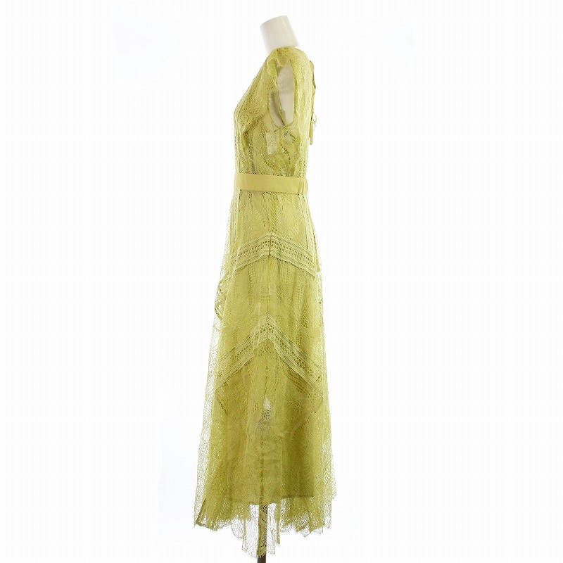  unused goods snidel 20SS race ti tail dress One-piece flair long maxi total race French sleeve camisole 1 S yellow green 
