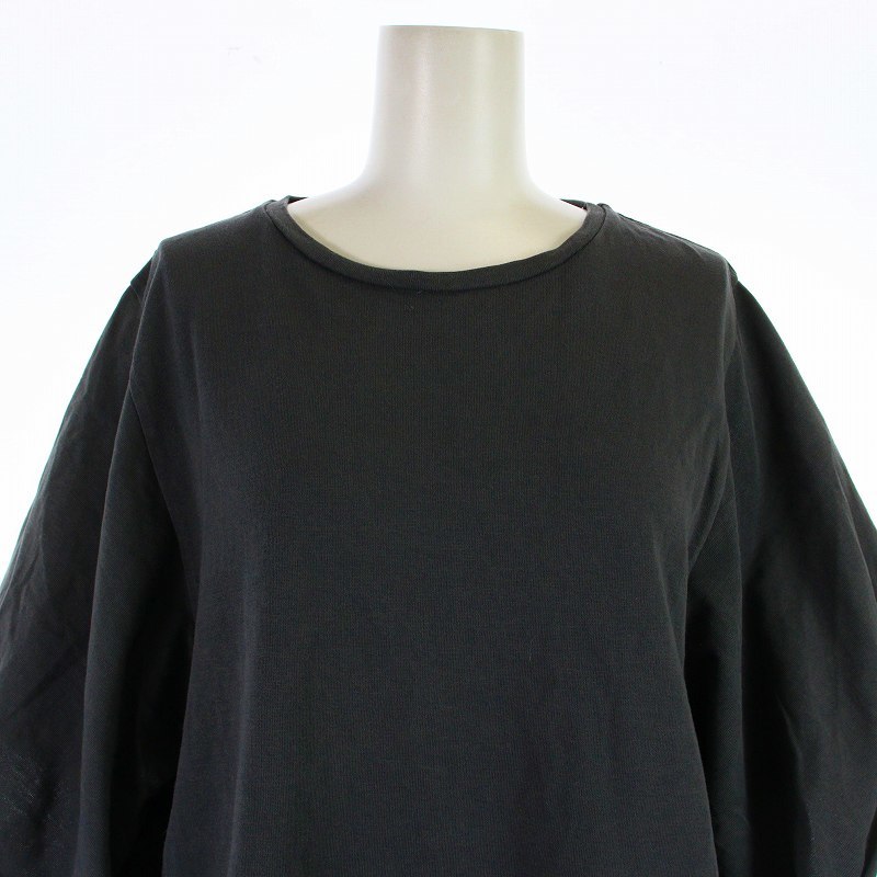 プラージュ Plage de charme 21SS wide sleeve Tシャツ カットソー 五分袖 クルーネック コットン F チャコールグレー_画像5