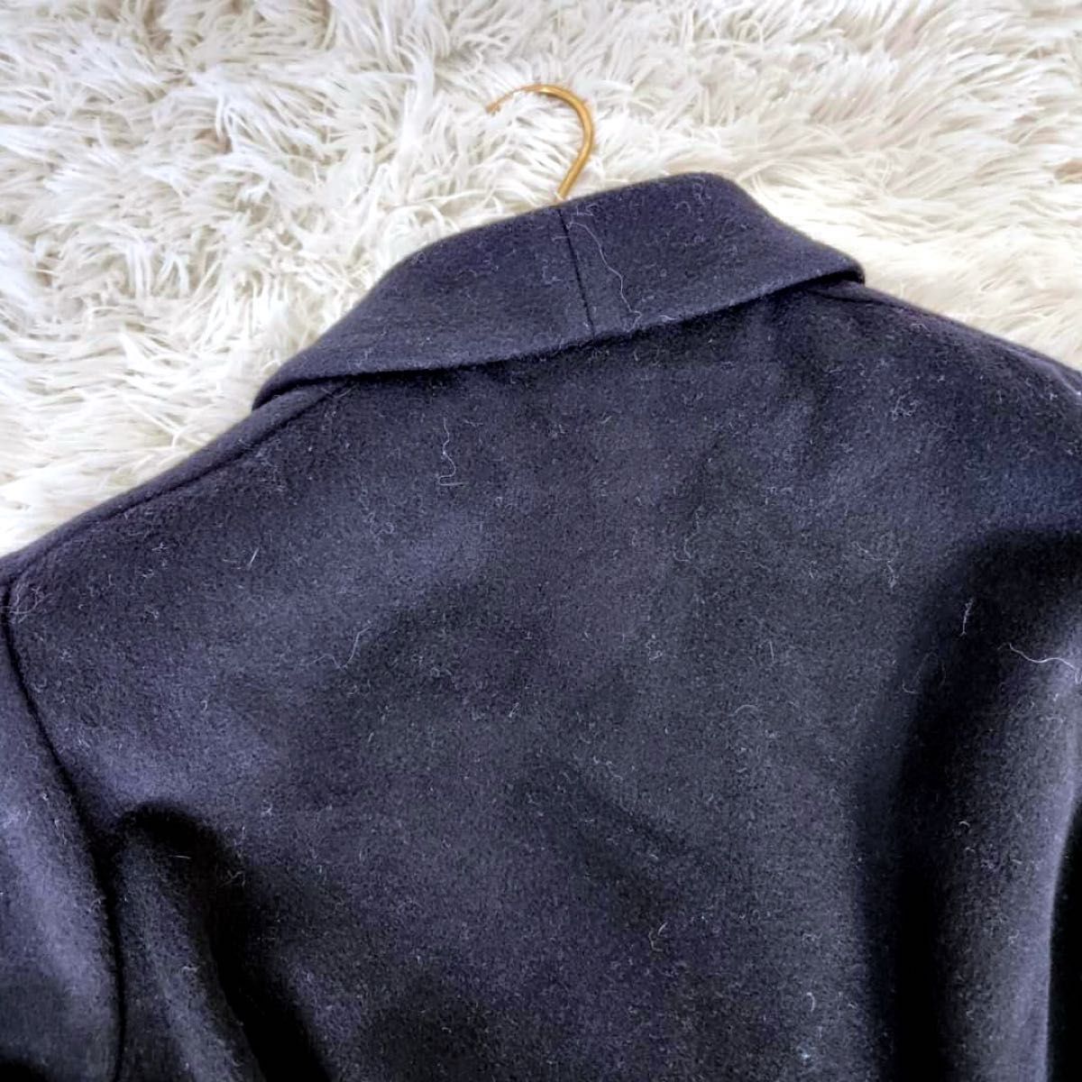 ベルデリカ　チェスターコート　カシミヤ混　大きいサイズ　ダブルボタン　女優襟　黒 ロングコート
