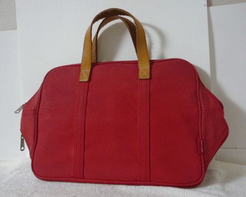  Porter PORTER canvas leather red Brown folding handbag lady's 