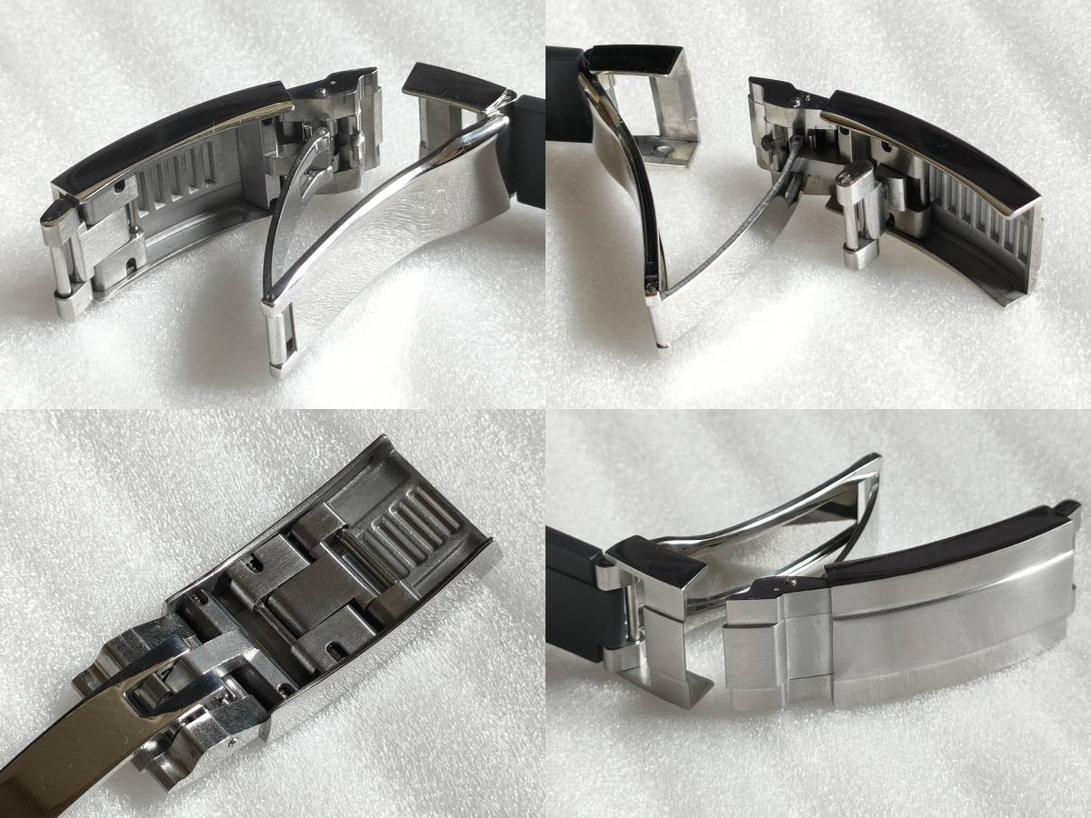 【新品】ラバー時計ベルト グライドロッククラスプ 弓型 ブラック/シルバー 互換品_画像4