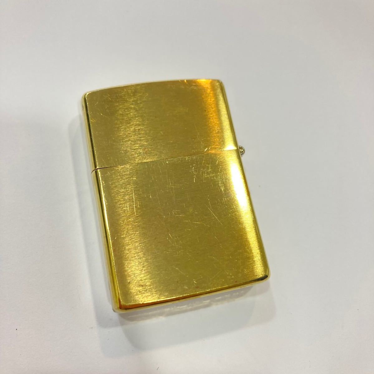 1円~ 火花確認済み ZIPPO ジッポー Zippo オイルライター SOLID BRASS ソリッドブラス 1932-1991 金 ゴールド系_画像2