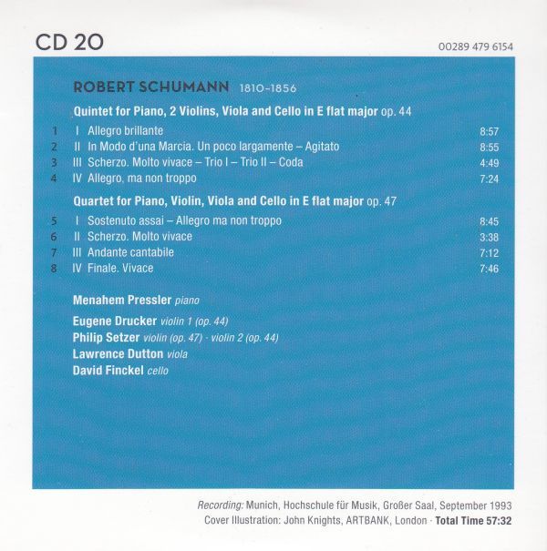 [CD/Dg]シューマン:ピアノ五重奏曲変ホ長調Op.44&ピアノ四重奏曲変ホ長調Op.47/M.プレスラー(p)&エマーソン弦楽四重奏団 1993の画像2