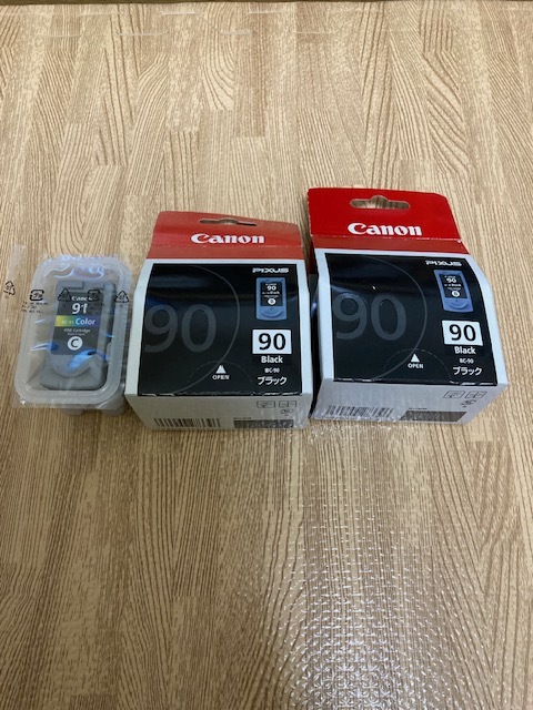 新品未開封【純正品】CANON FINEカートリッジ BC-90(ブラック) + BC-91(3色カラー)セット_画像1