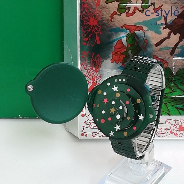 A617c [人気] swatch スウォッチ 1997 Xmas Seasons Greetings 限定 腕時計 グリーン クリスマス スイス製 クォーツ | ファッション小物 D_画像1