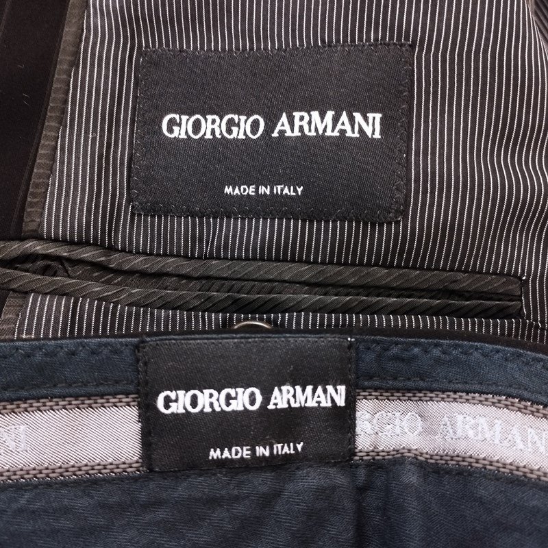 D265b [人気] GIORGIO ARMANI ジャケット スラックス 56 ブラック セットアップ スーツ ストライプ 1B | アウター K_画像3