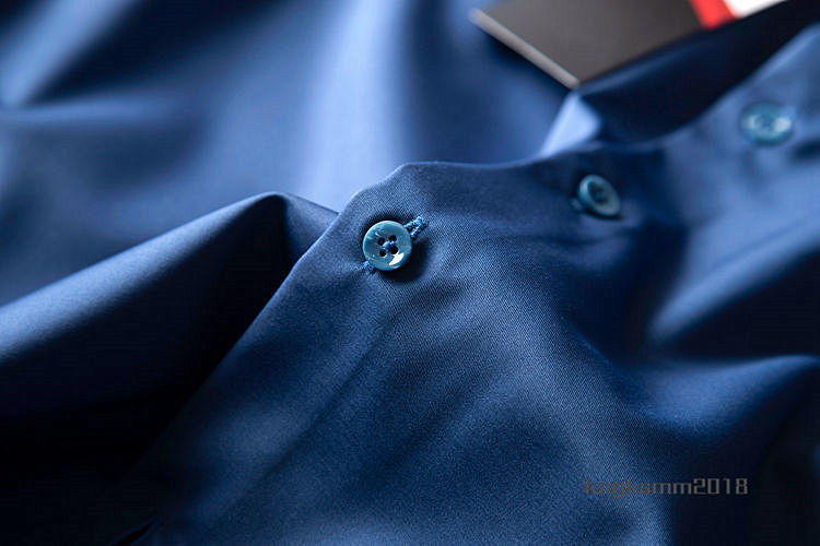 P280/48A(M程度)新品◆シルク混 高品質 長袖 メンズ ビジネス カジュアル薄手シャツ/ブルー_画像7