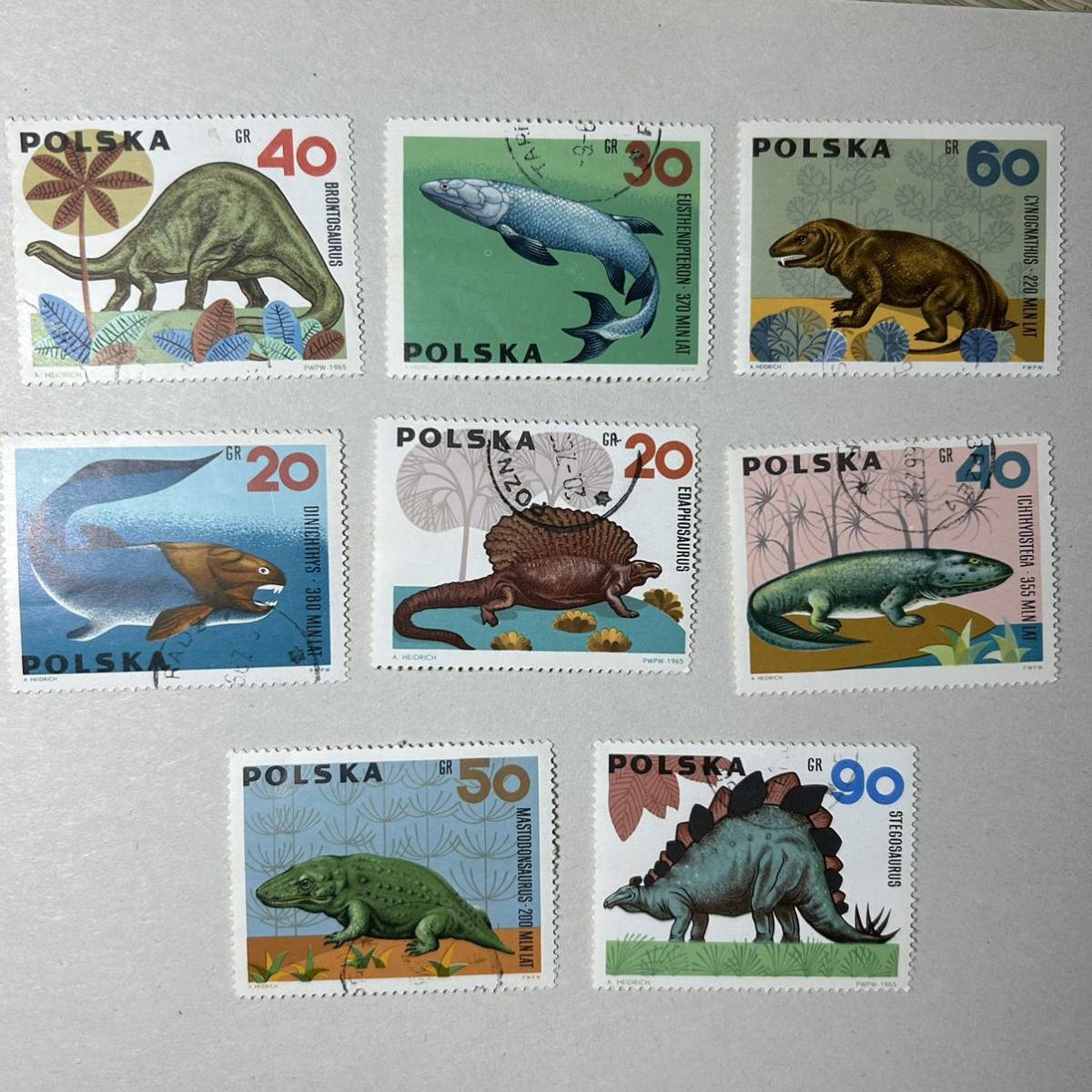 恐竜 動物シリーズ ポーランドの動物切手　1966 ポスト スタンプの先史時代の魚のディニクティス 古生物学の魚の切手 切手_画像1