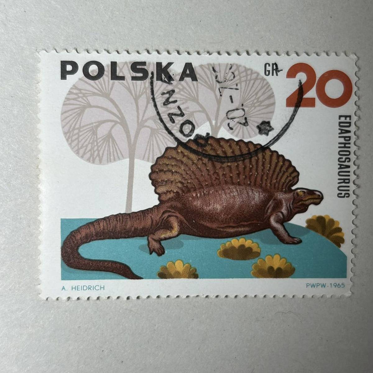 恐竜 動物シリーズ ポーランドの動物切手　1966 ポスト スタンプの先史時代の魚のディニクティス 古生物学の魚の切手 切手_画像5