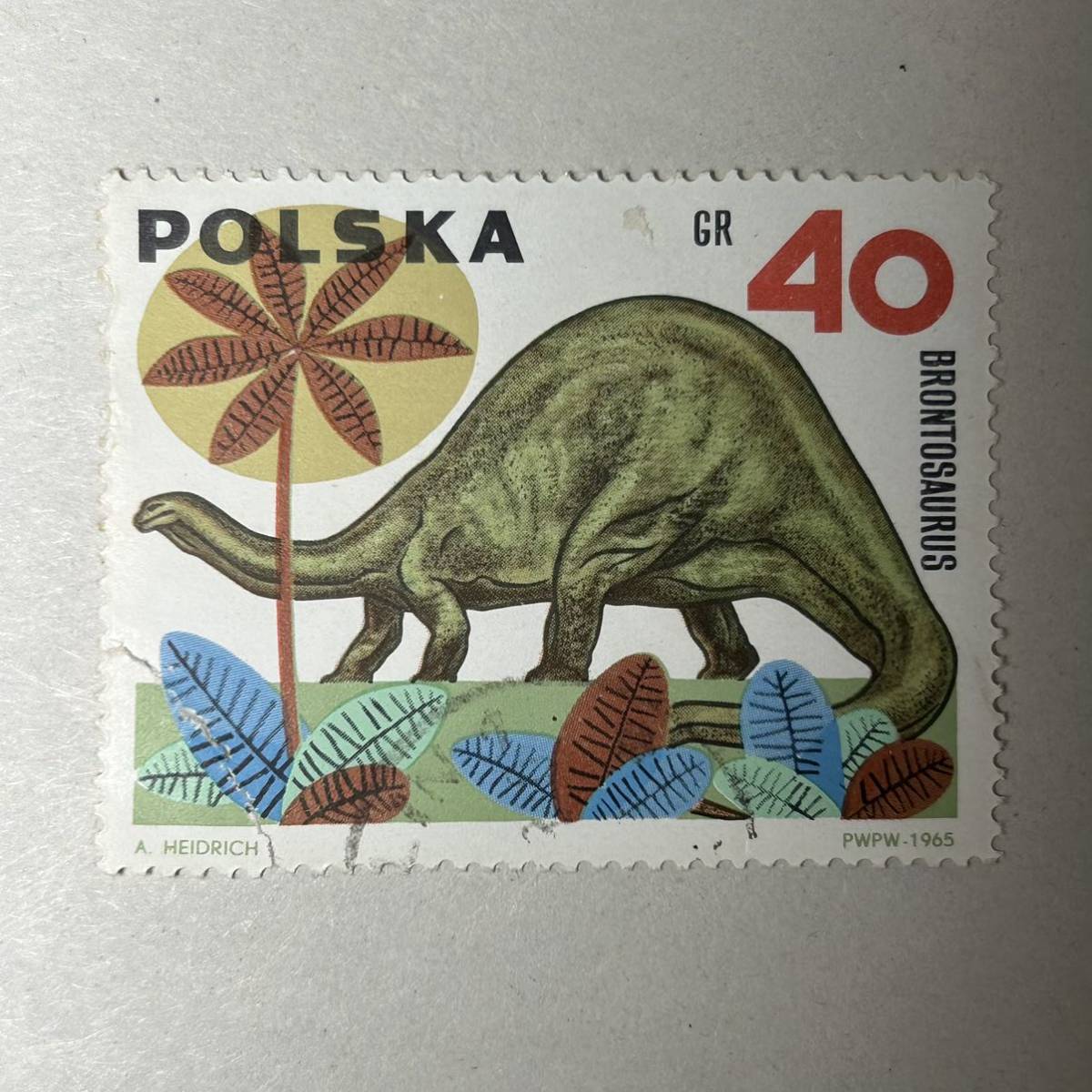恐竜 動物シリーズ ポーランドの動物切手　1966 ポスト スタンプの先史時代の魚のディニクティス 古生物学の魚の切手 切手_画像8