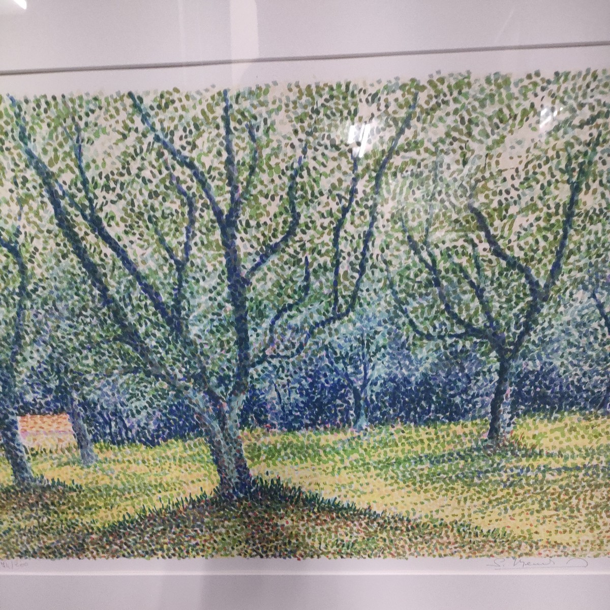 65　リトグラフ　メジンスキー 作 「オリーブ畑」額装 風景画 約64×45cm 額サイズ　85.5×66cm エディション74/200　　_画像8