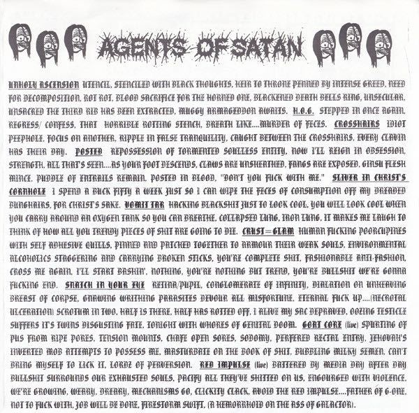 Agents Of Satan Vinyl 7インチ nyhc metalcore powerviolence punk crust hardcore_画像4