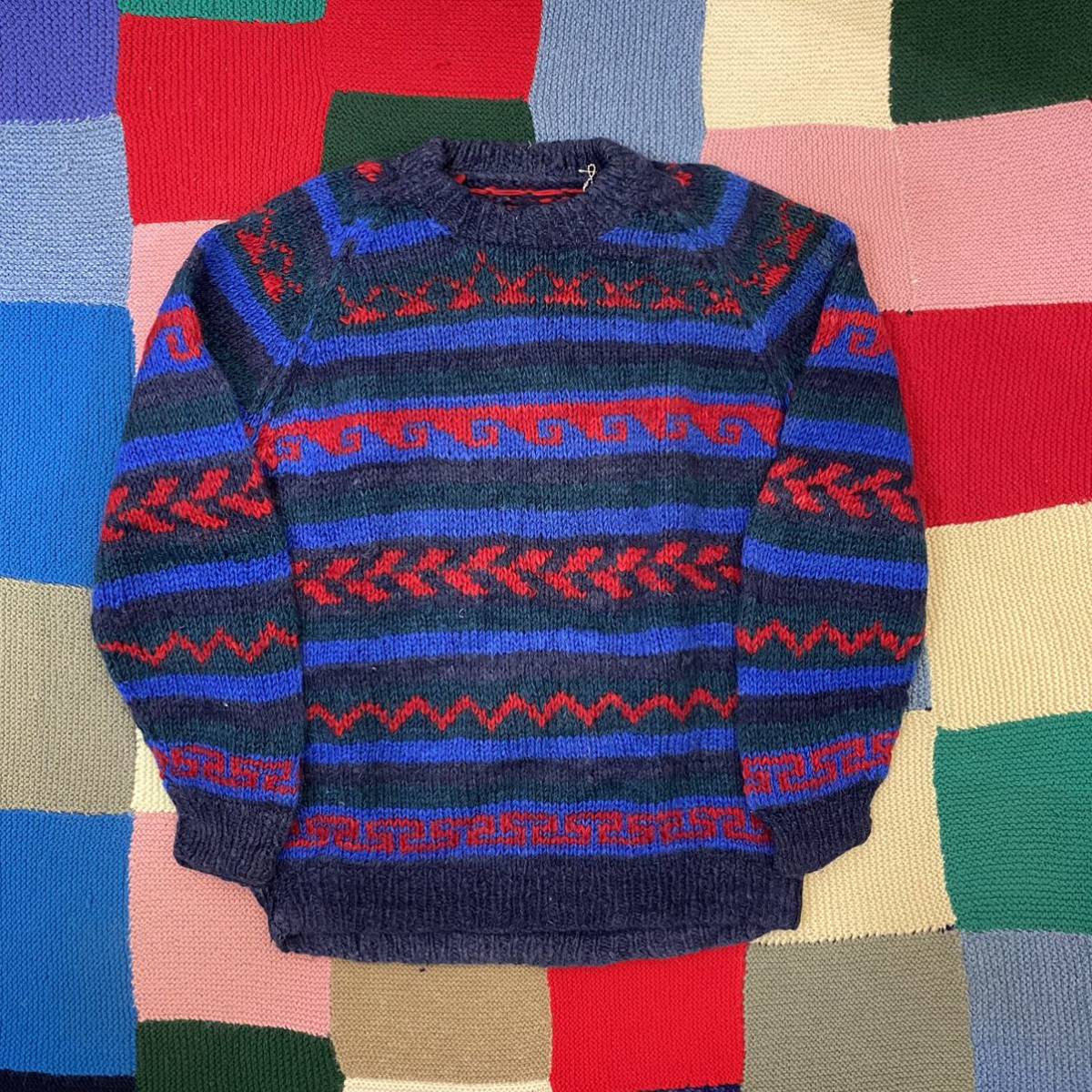 vintage euro heavy wool print knit sweater ヨーロッパ古着 ビンテージ ニット セーター ウールセーター 柄ニット 70s 80s 60s