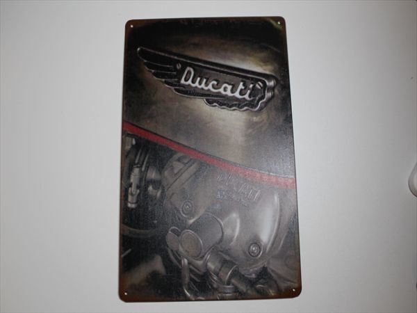 【新品】DUCATI ドゥカティ モンスター スクランブラー 749 900SS 1098メタルサイン ブリキ 看板 金属製プレート ガレージ バイク　_画像1