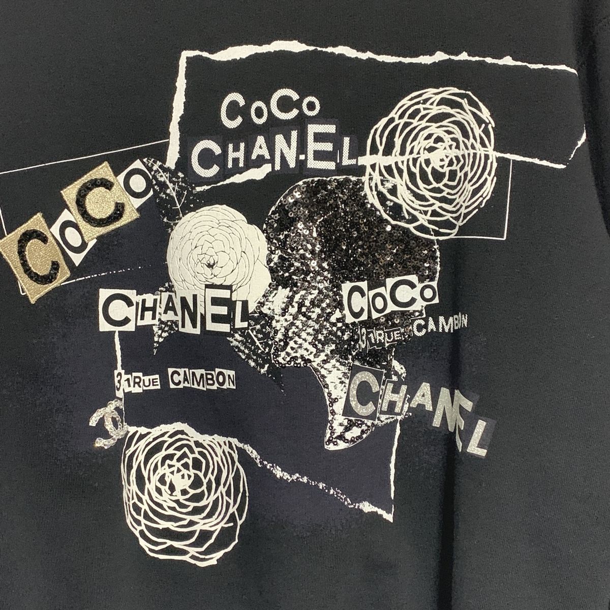 [ б/у ] CHANEL Chanel тренировочный футболка P63298K48933 здесь Mark верх Sprint 23044356 AO
