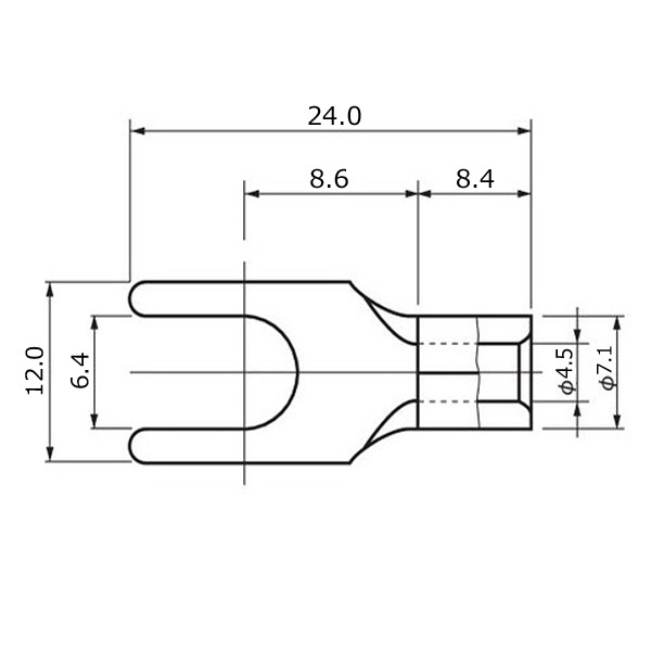  free shipping! non plating OFC high purity less oxygen copper 6mmY rug pressure put on terminal 8SQ correspondence less plating Spade terminal 4 piece set 8Y-6