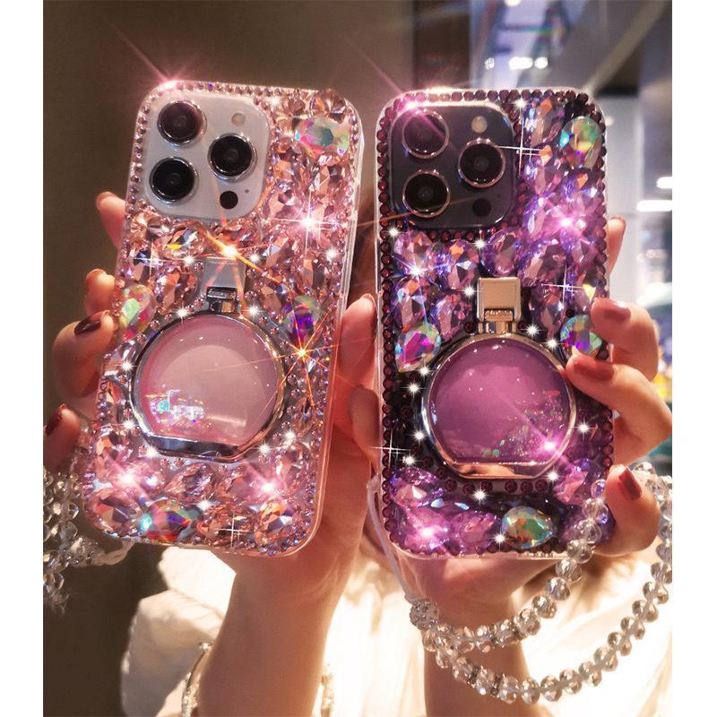  gorgeous 2 point set current perfume bin iPhone case Celeb favorite with strap stand function purple 