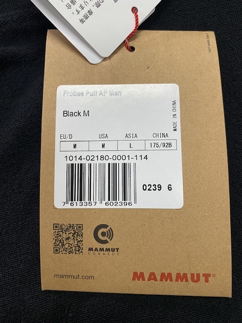 未使用品★マムート MAMMUT Frottee Pull AF Men black サイズ 国内M~L [アウトドア フーディー メンズ] 定価16,500円国内正規品_画像3