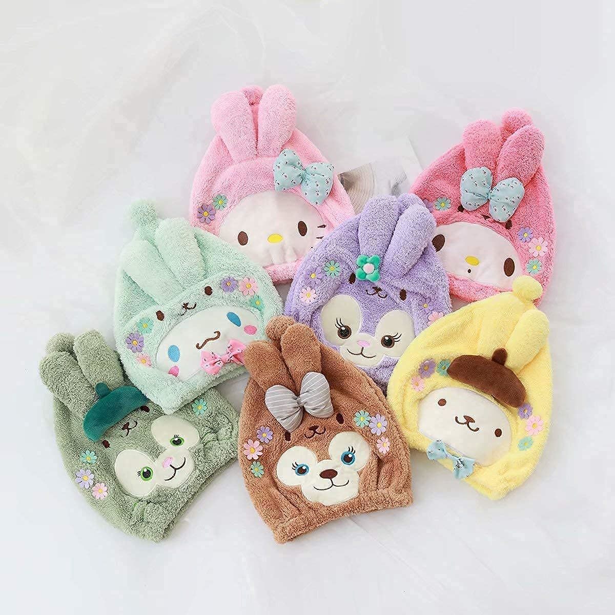  soft pretty Brown rabbit towel cap pool playing in water bath girl child . water cold measures towel hat microfibre 