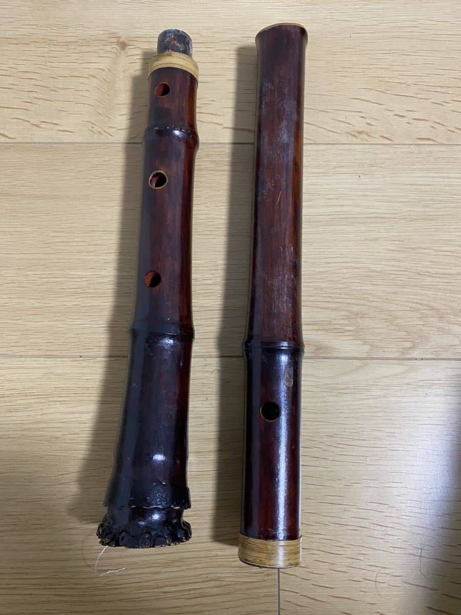 詳細不明 尺八 和楽器 竹 縦笛 全長65cm_画像4