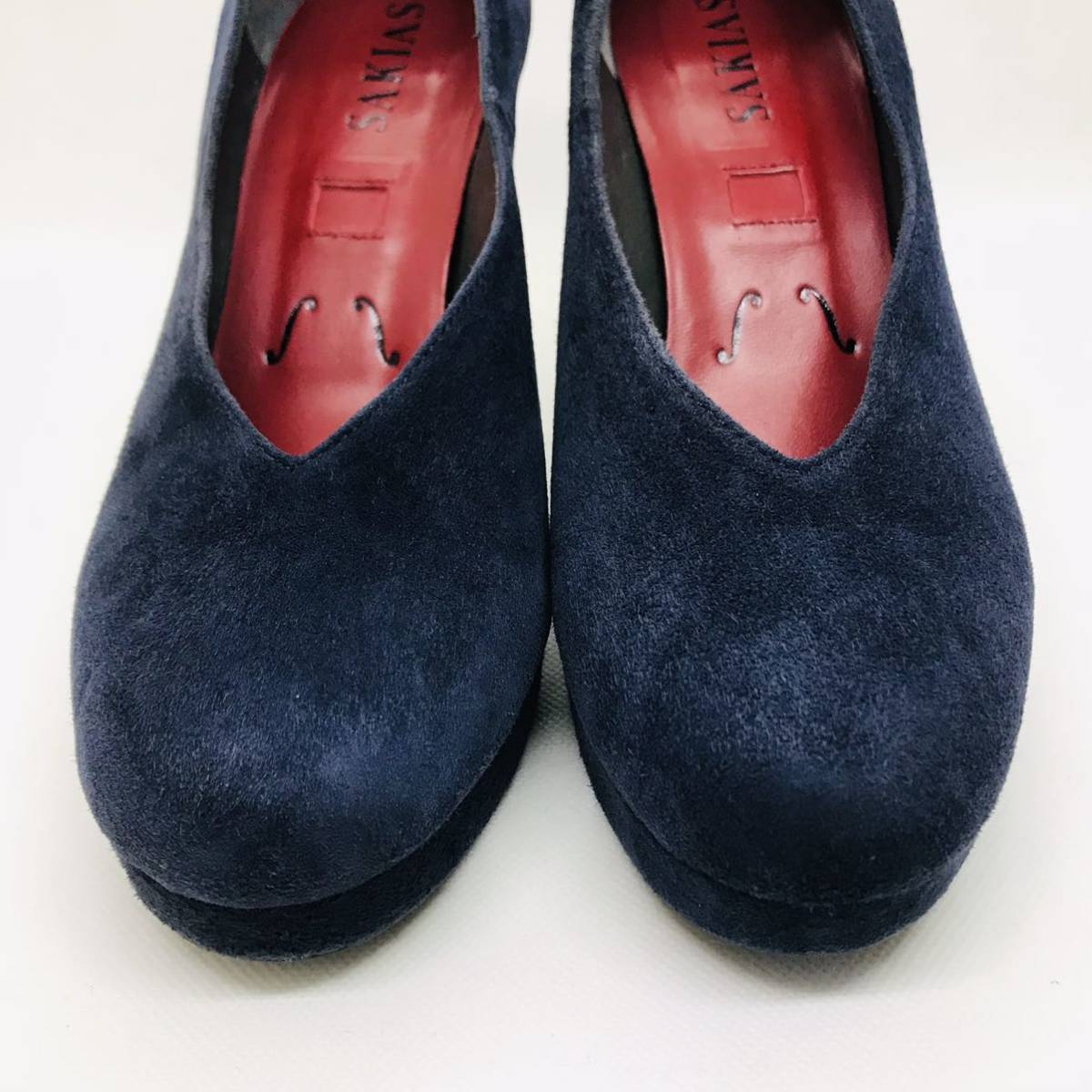 [ beautiful goods ]SAKIASsa Kia spin high heel domestic production 36 1/2 navy blue 