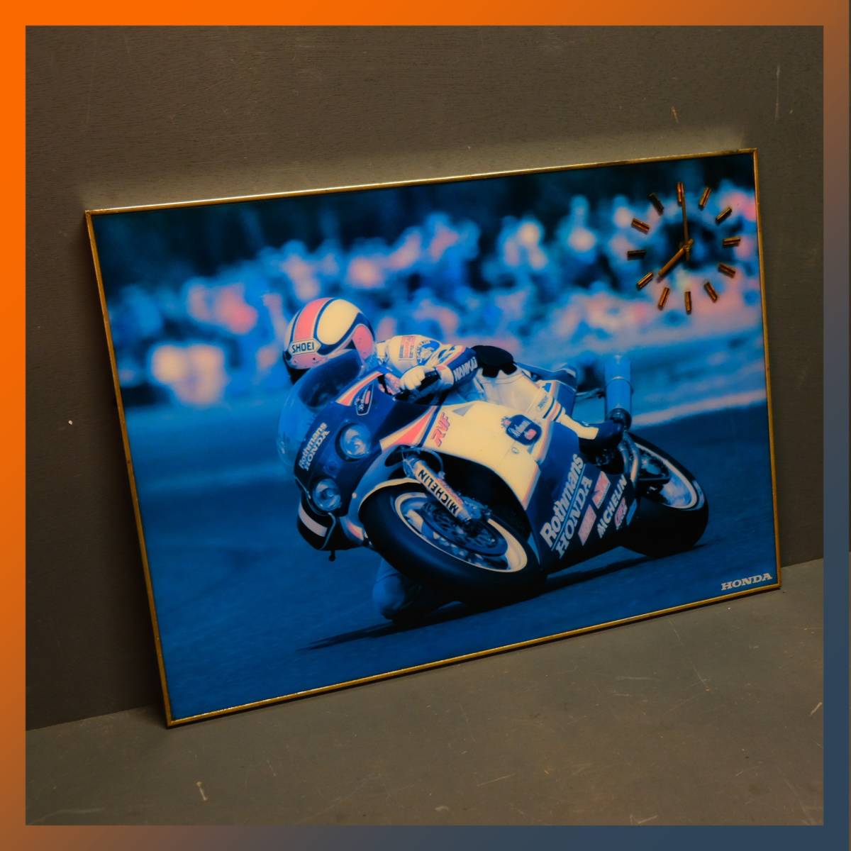 [ not for sale ] Rothmans Honda do Mini k* salon large photo panel clock attaching // souvenir HONDA Rothmans NSR VFR RC30 HRC RVF750