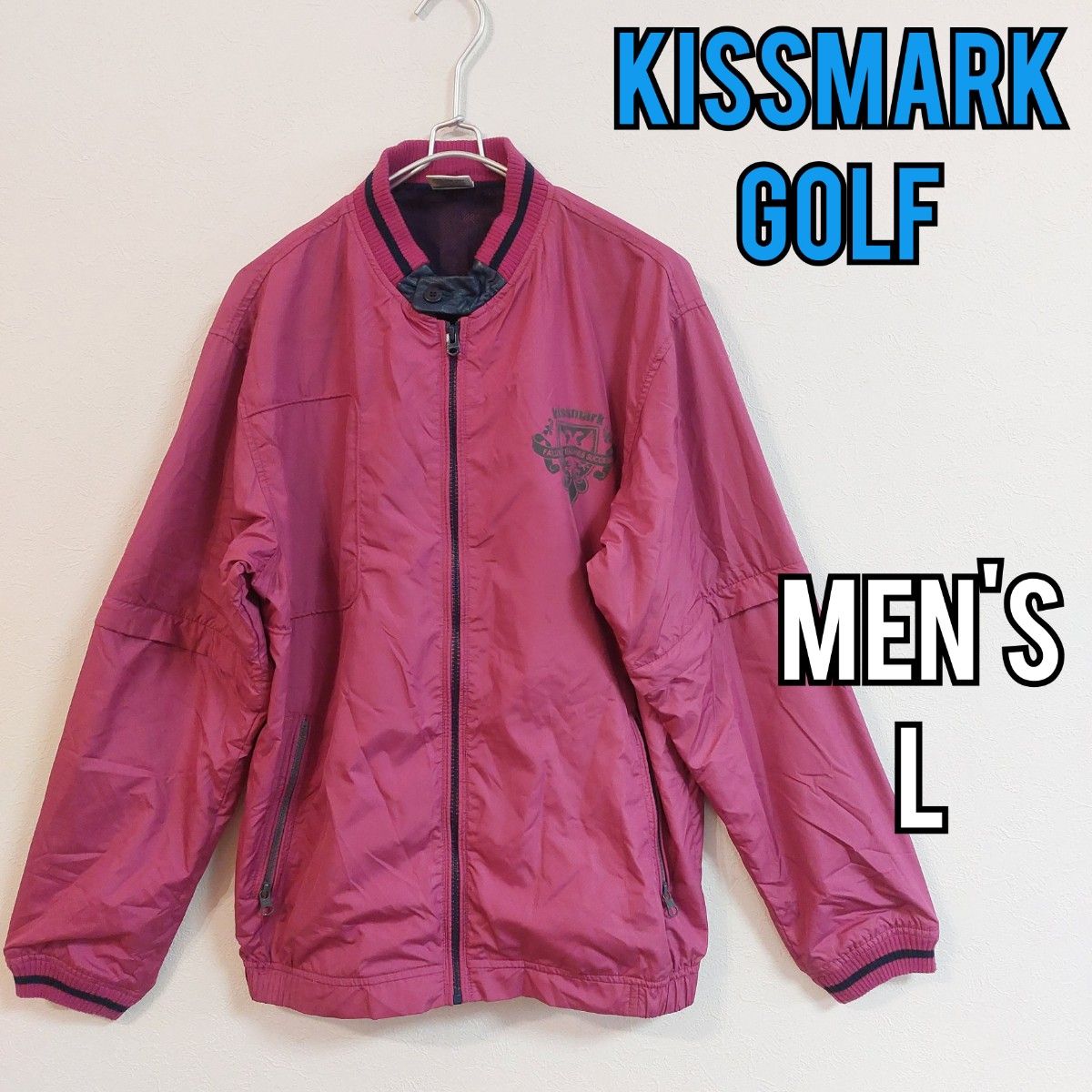 【kissmark GOLF】キスマーク 2WAYウインドジャケット メンズＬ  ナイロンジャケット ゴルフウェア パープル