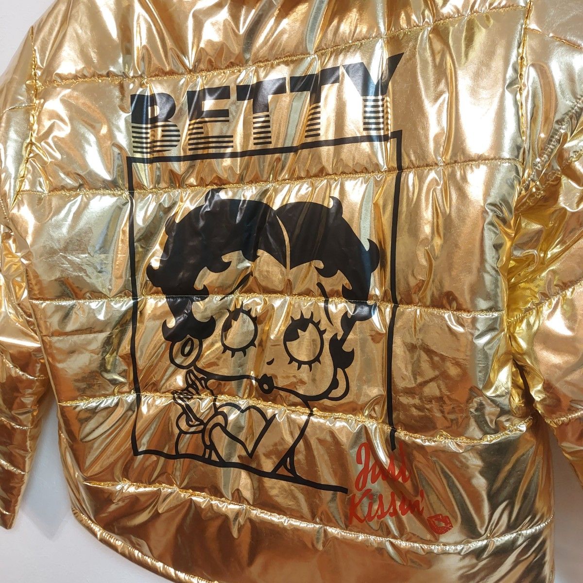 【セクシーBETTY】エナメル中綿ジャケット ロウブロウナックル ゴールド メンズＸＸＬ ベティ・ブープ 定価27280円