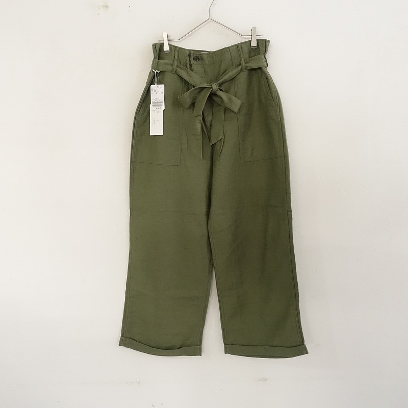 //【未使用/定価2.5万】IENA購入/ジェーンスミス JANE SMITH *BELT BAKER PANTS ベイカーパンツ*38麻綿(1-2311-654)【31L32】