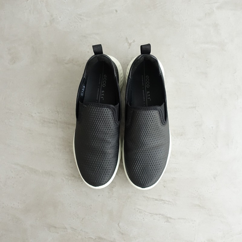 //[ regular price 1.9 ten thousand ] eko -ECCO * leather slip-on shoes 38/24* black black leather shoes side-gore shoes (sh5-2311-102)[81L32]