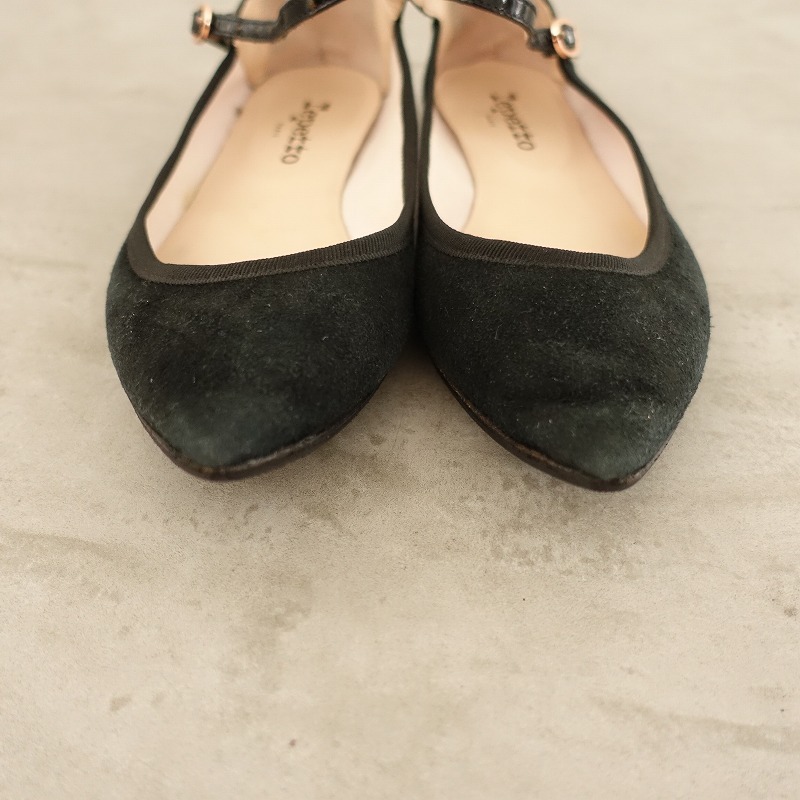 //レペット repetto *CLEMENCE ポインテッドトゥアンクルストラップシューズ 36/23.5*黒ブラック皮革靴(sh5-2312-15)【12L32】_画像2