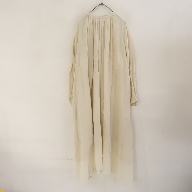 //【未使用/定価5.7万】スズキタカユキ suzuki takayuki *flared dress/ウエストリボン付*麻綿ワンピース(25-2312-115)【22L32】_画像8