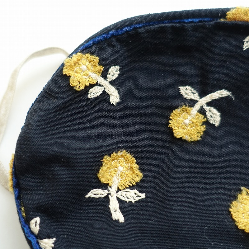 //[ Kids ] mina perhonen mina perhonen *skip pochette * bag shoulder bag cotton navy blue embroidery 1223(ba7-2312-55)[82L32]