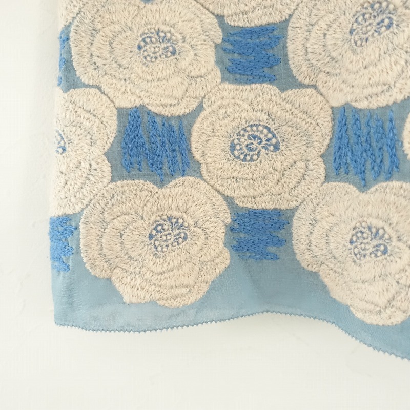 //【定価6.2万】ミナペルホネン mina perhonen *Rosas 刺繍ブラウス*36プルオーバーシャツ毛混トップス七分袖(1-2312-256)【92L32】_画像5