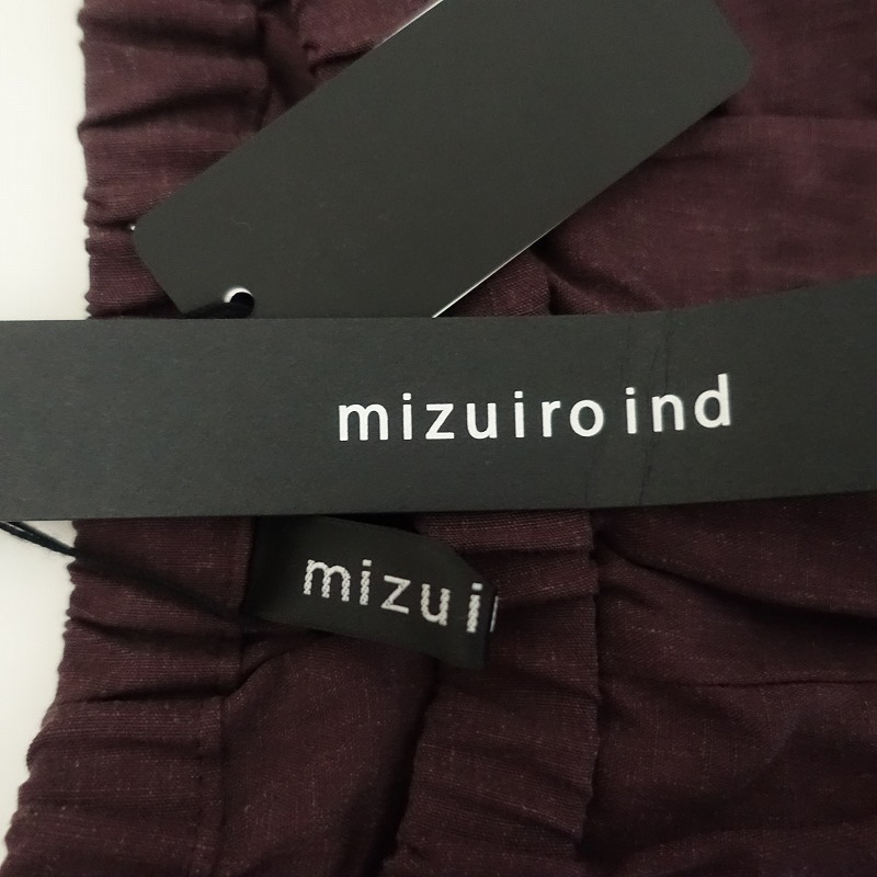 //【未使用/定価1.6万】ミズイロインド mizuiro-ind *リネンブレンドイージーパンツ*2ボトムス麻混ボルドー(1-2312-247)【92L32】_画像7