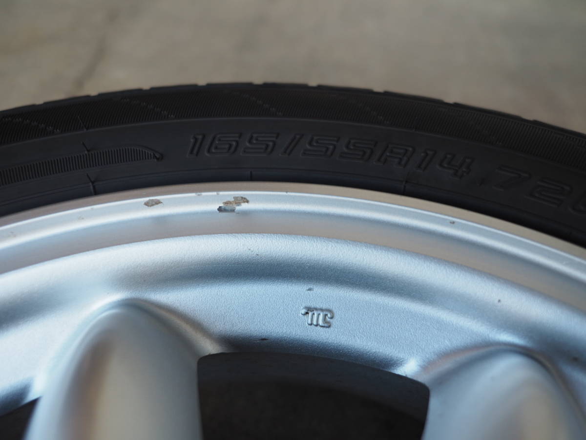 N51　送料無料　MINILITE　4.5Jx14 +45 PCD100 4穴　165/55R14　1本9分山　ダイハツ　アルミホイール　ミラジーノ_画像4