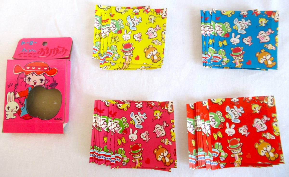【箱入り】昭和レトロ　カラープリント カコちゃん　ミニミニ　おりがみ トーヨー　4_画像3