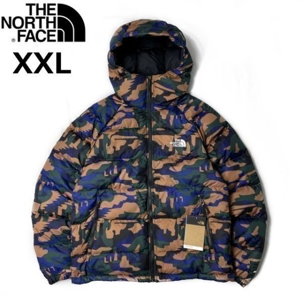 1円～!売切!【正規新品】THE NORTH FACE◆PRINTED HYDRENALITE HOODIE ダウンジャケット US限定 2022-23最新(XXL)茶 黒 迷彩柄 190122-130_画像3