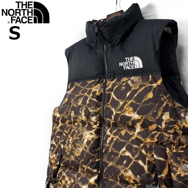 1円～!売切!【正規新品】THE NORTH FACE◆1996 RETRO NUPTSE VEST ダウンベスト ヌプシ US限定 2023最新 パッカブル(S)茶 総柄 190122-115_画像2