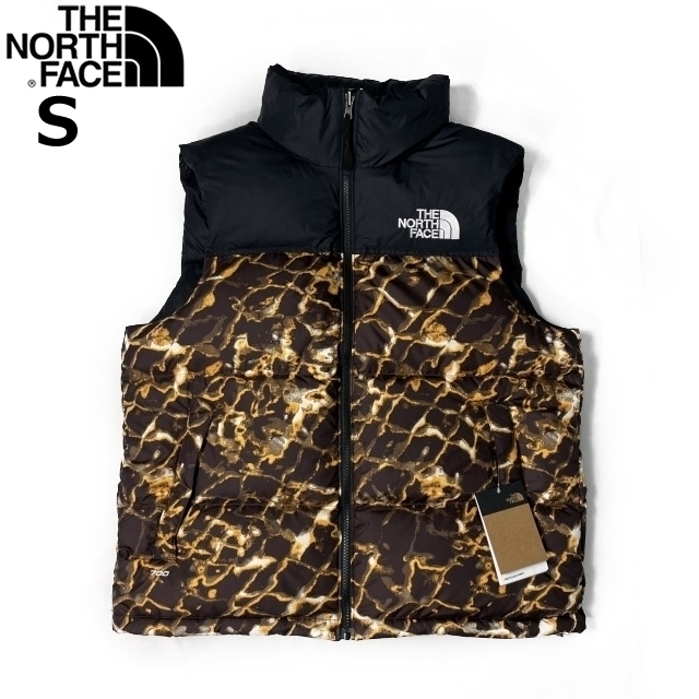 1円～!売切!【正規新品】THE NORTH FACE◆1996 RETRO NUPTSE VEST ダウンベスト ヌプシ US限定 2023最新 パッカブル(S)茶 総柄 190122-115_画像3