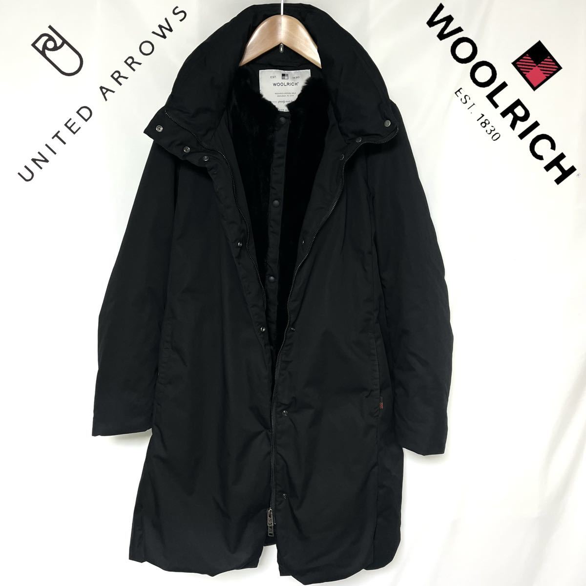 UNITED ARROWS WOOLRICH Woolrich special order COCOON rabbit fur down coat jacket 2020 year of model lady's XS S M black 