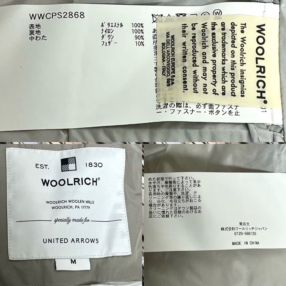 2021 year of model UNITED ARROWS WOOLRICH Arrows Woolrich special order color PUFFY PRESCOTT down coat lady's light gray M grey 