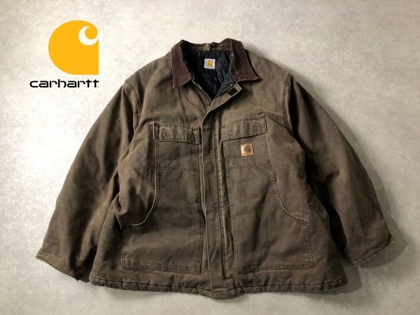 carhartt●ヴィンテージ●ビッグサイズ コーデュロイ衿ワーク ダック ブルゾン●カーハート_画像1