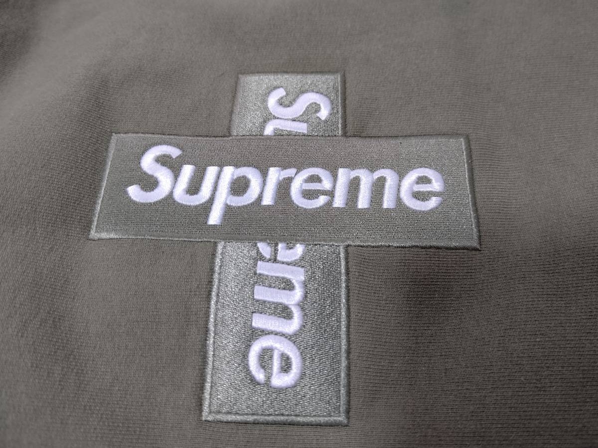 美品 20FW Supreme Cross Box Logo Hooded Sweatshirt Lサイズ オリーブ / bandana burberry motion inside out small box logo crewneck_画像3