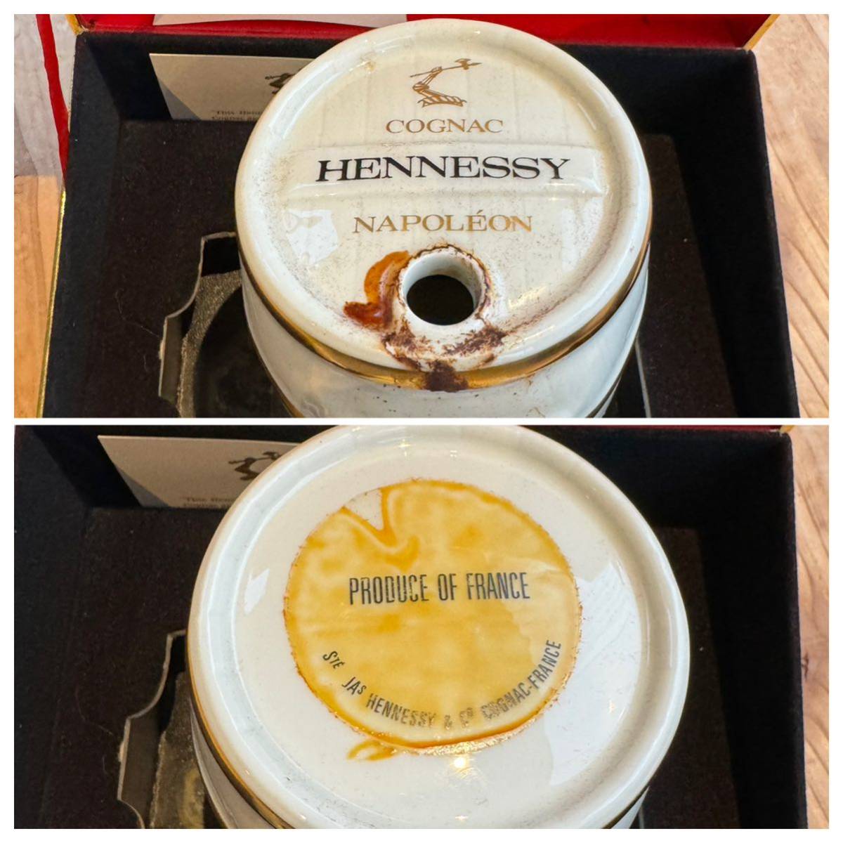 Hennessy NAPOLEON ヘネシー ナポレオン LIMOGES リモージュ ブランデー コニャック 樽型 陶器 木栓付き 箱付き 空瓶 USED _画像10
