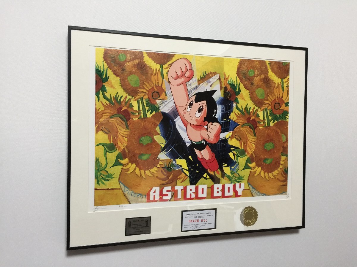 DEATH NYC 額付き 世界限定100枚 アートポスタ Astro Boy 鉄腕アトム ひまわり かっこいい ゴッホ 現代アート_画像3